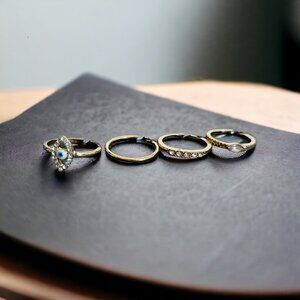 FREE PRESS 4 Pc Evil Eye Rhinestone Ring Set